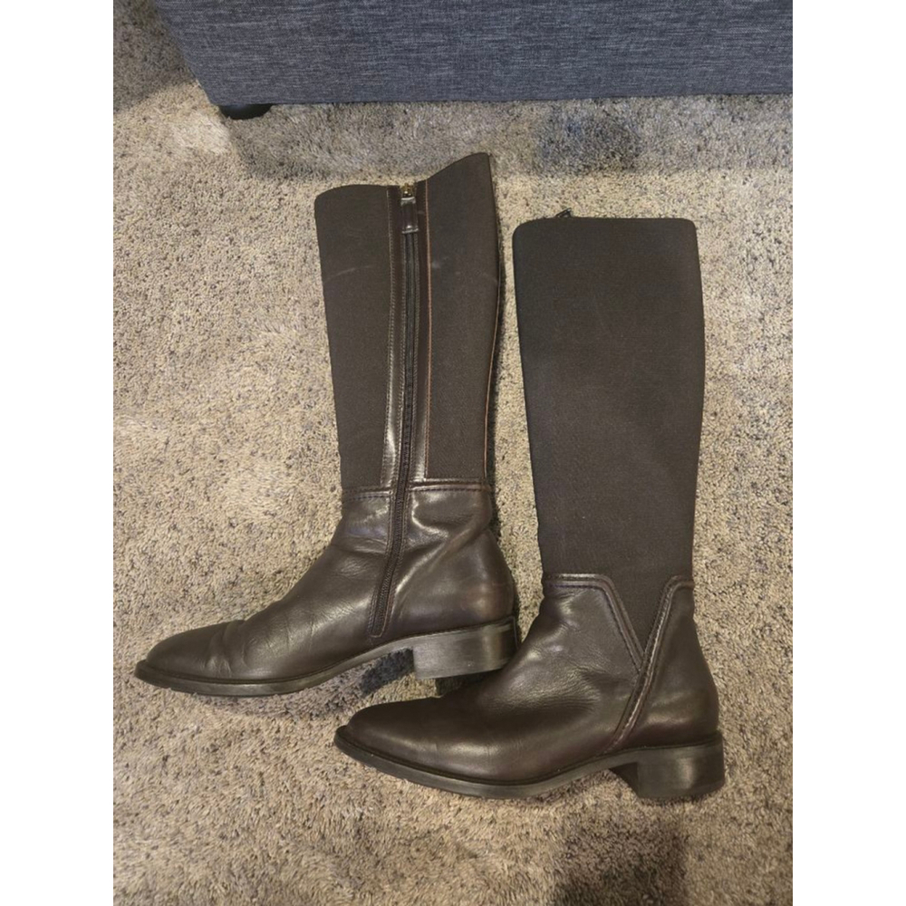 Women's Aquatalia Brown Leather Heeled Boots Size 8 - Picture 2 of 6